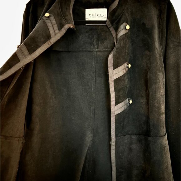 Velvet by Graham & Spencer Everly Faux Suede Jacket Vintage Military Style Sz M - Picture 5 of 9